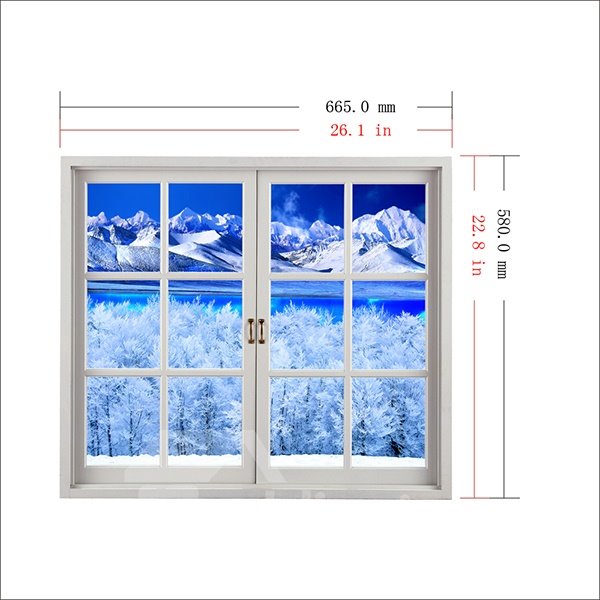 The Snowy Arctic Landscape Window View Removable 3D Wall Sticker