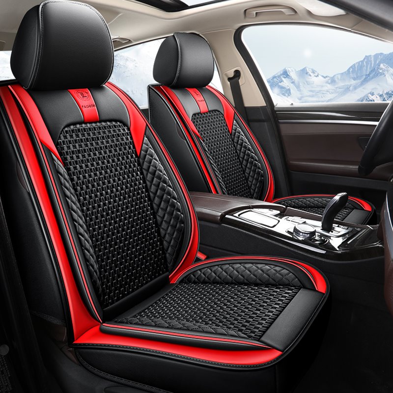 5 Seats All Seasons Universal Fit Seat Covers High Quality Leather Wear Resistant Ice Silk Breathable Skin Friendly and Environmentally Friendly Airbag Compatible Car Seat Covers