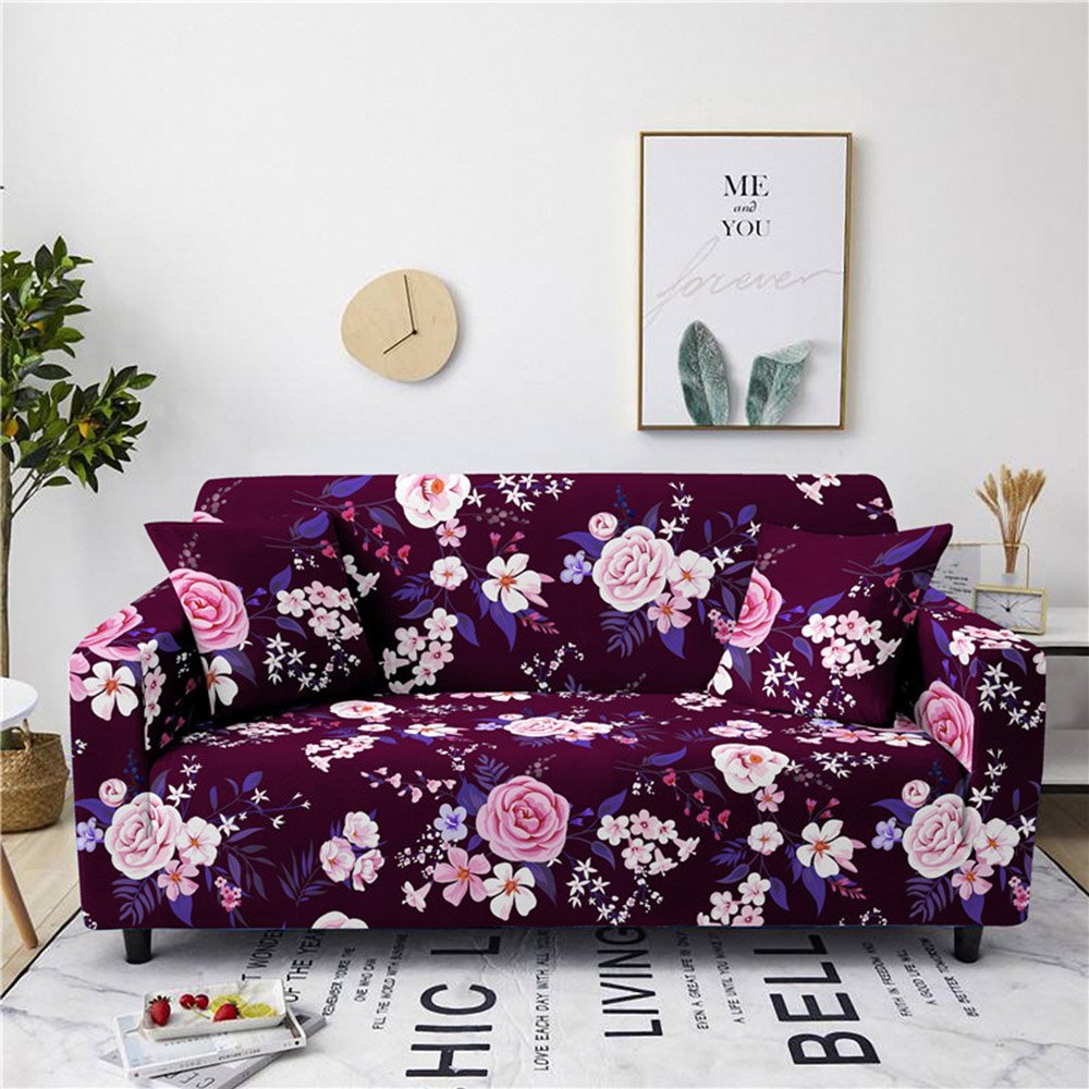 1/2/3/4 Seater Stretch Sofa Cover Floral Printed Couch Covers Slipcovers Elastic Universal Furniture Protector
