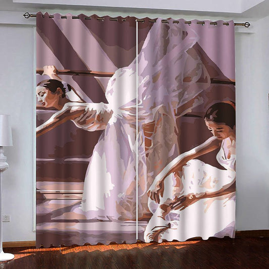 3D Ballerina Blackout Curtains with Water-Repellent Fabrics and Advanced Color-Fast Technology No Pilling No Fading No off-lining