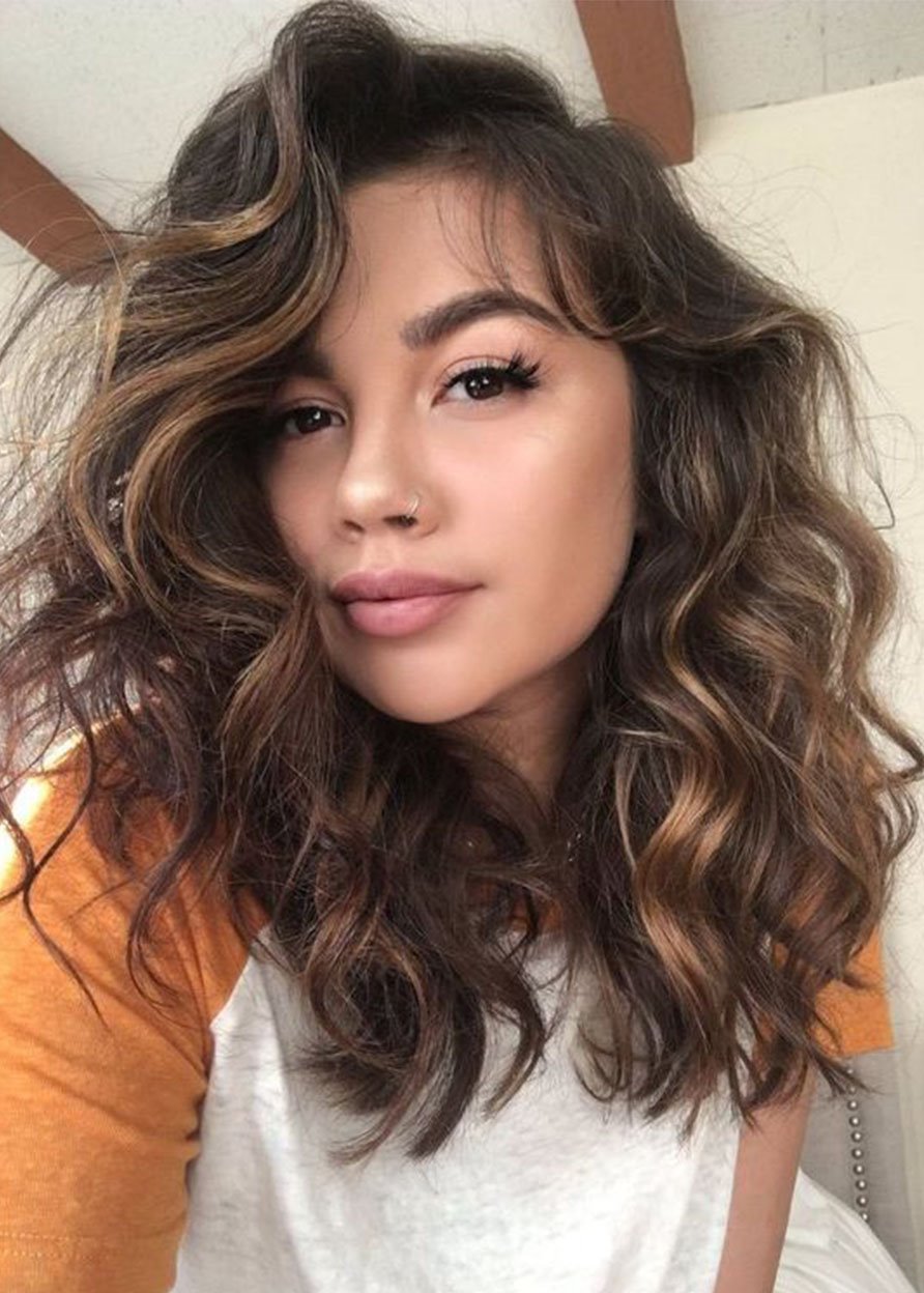 Women's Ombre Brown Natural Looking Synthetic Hair Wigs Blonde Lace Front Wigs 24Inches