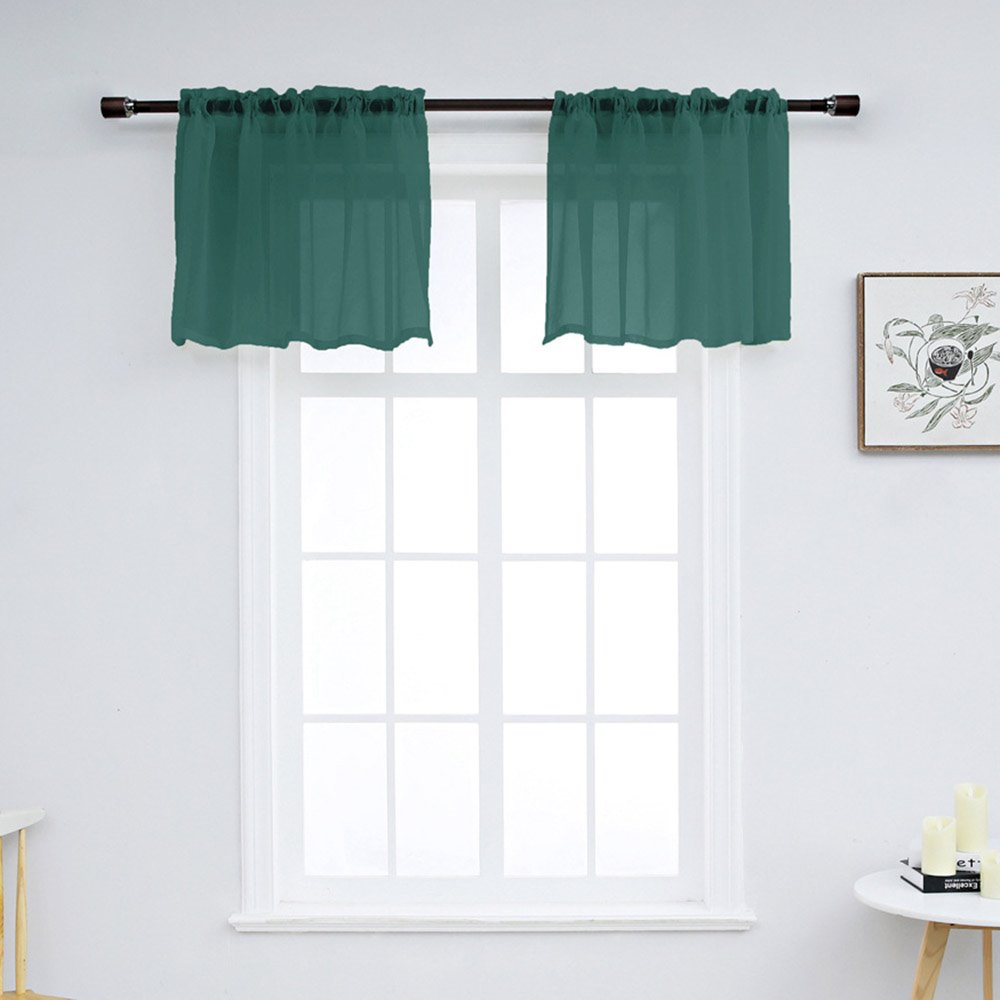 Modern Simple Solid Color Window Valance 1 Pc Sheer Voile Valance for Kitchens Bathrooms Basements & More