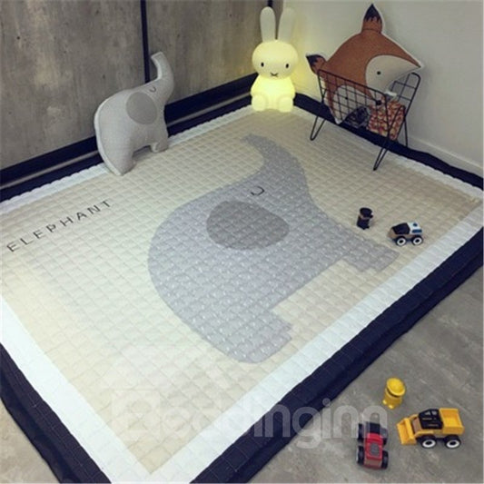 Elephant Pattern Rectangular Polyester Baby Play Floor Mat/Crawling Pad