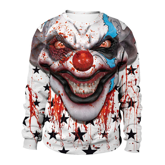 3D Halloween Joker Bleeding Print Unisex Pullover Hoodies Fashion Long Sleeve Sweatshirt Sportswear