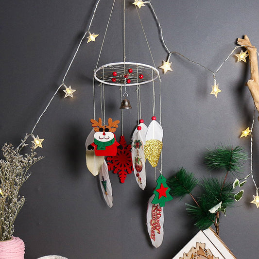 Christmas Dream Catcher Handmade Feathers Dreamcatcher Wall Hanging Decorations Ornament Craft Gift