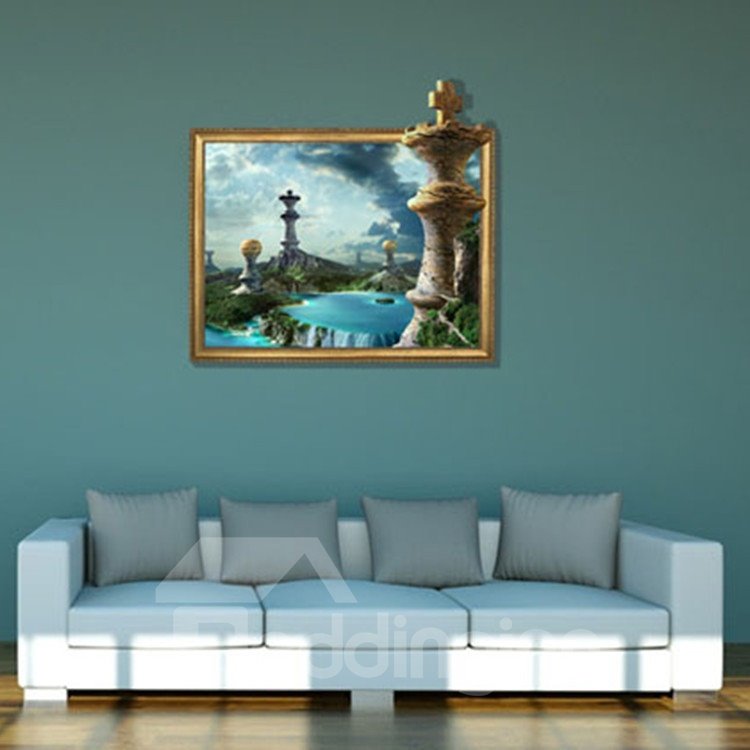 Nueva llegada increíble etiqueta de la pared de ajedrez 3D