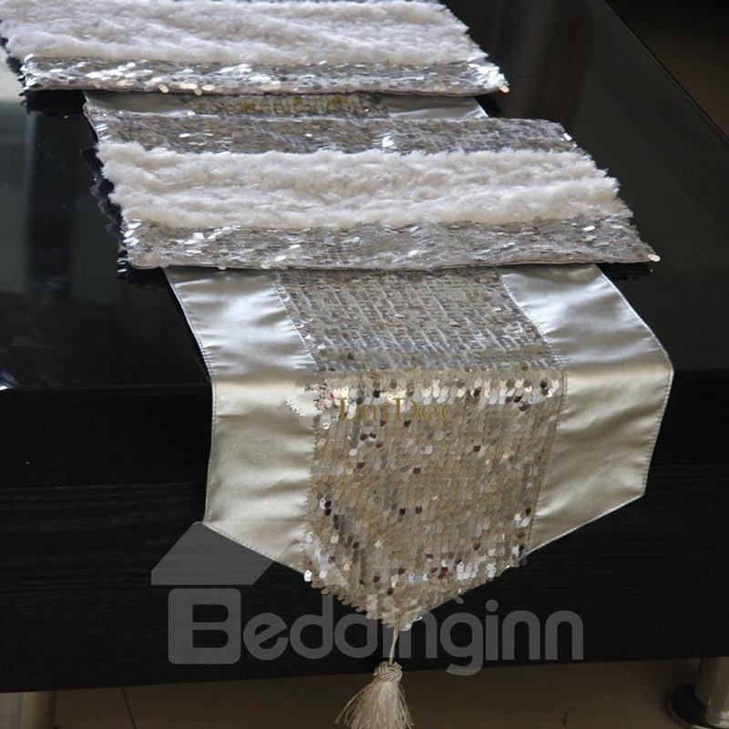 Modern Fashion Silver Paillette Home Decorative Table Runner