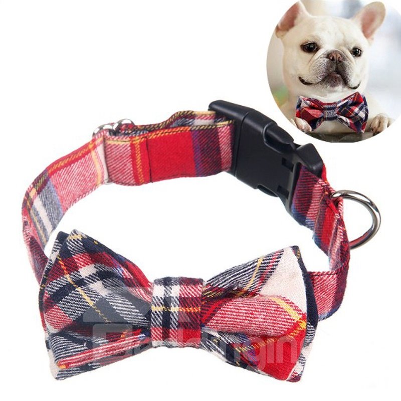 Super Classic Plaid Style Bow Pet Collar