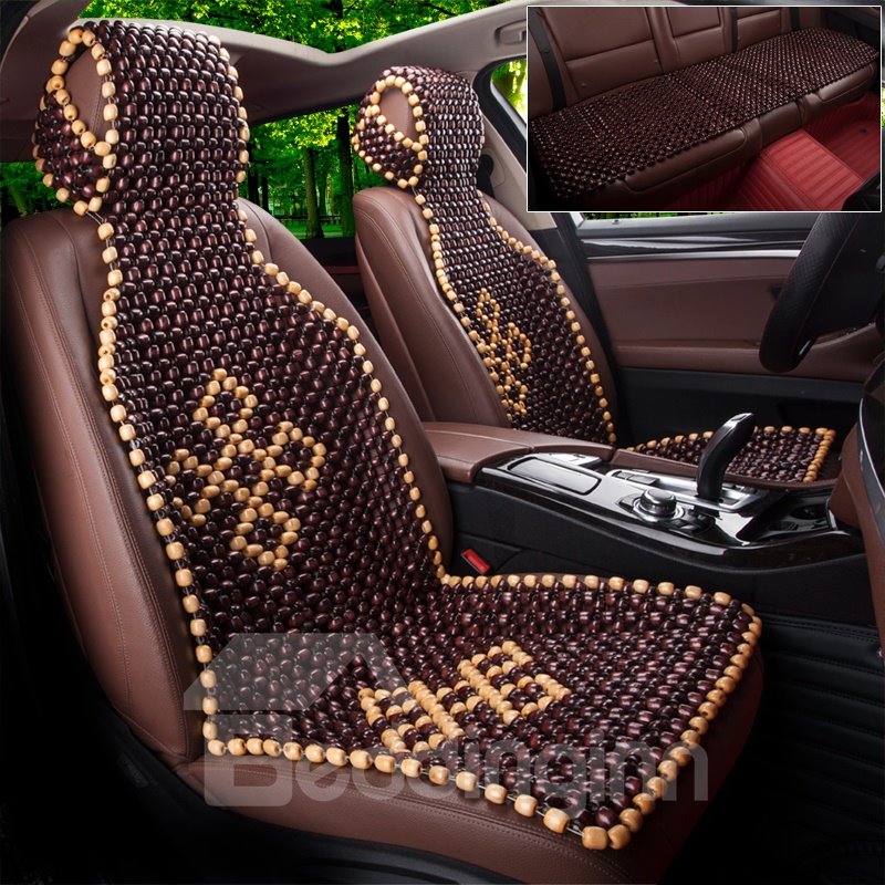 Cubierta de asiento de coche individual universal con cuentas de madera con patrón geométrico de estilo moderno