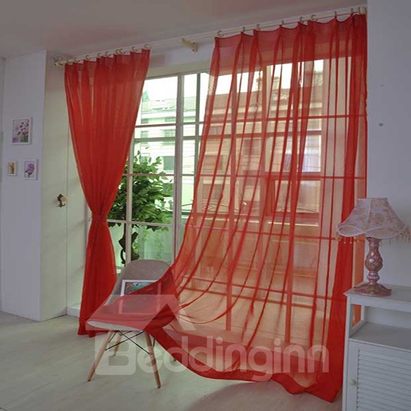 Chic Pure Colored Red Custom Sheer Curtain