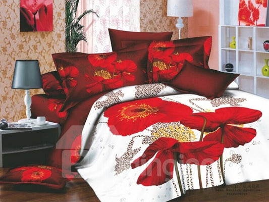 US Only Seductive Red Poppy Print 3D Duvet Cover Set/Bedding Set
