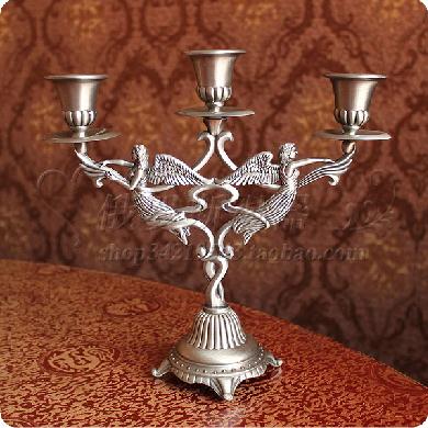 Unique Russian Tin Crafts Relief Sculpture of Goddess Three-head Candle Holder