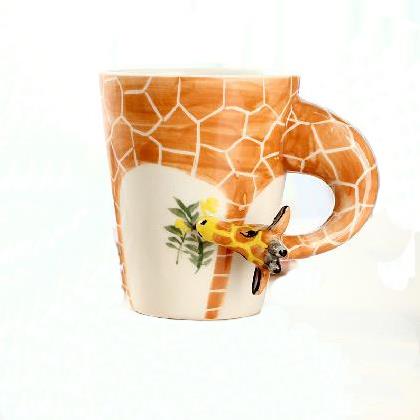 New Arrival Hand-painted 3D Ceramic Giraffe Creative Mug