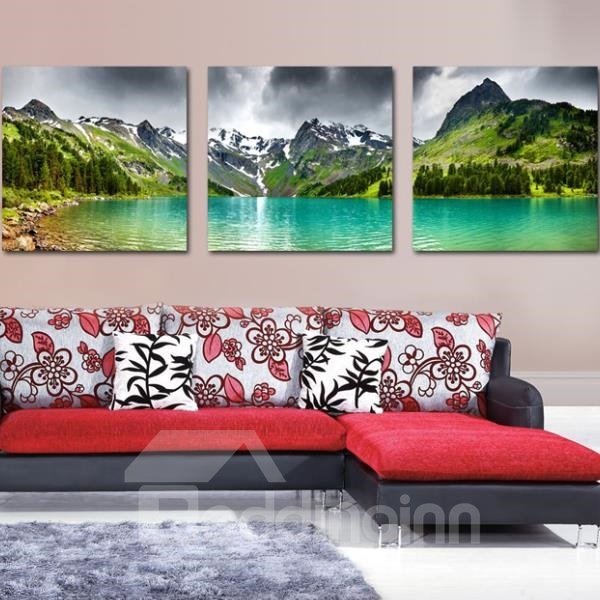 Elegant Valley and Lake Print 3-piece Cross Film Wall Art Prints
