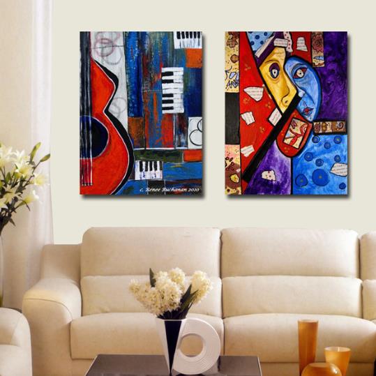 New Arrival Abstract Painting Print 2-piece Cross Film Wall Art Prints
