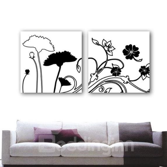 New Arrival Elegant Simple Floral Patterns Print 2-piece White Cross Film Wall Art Prints