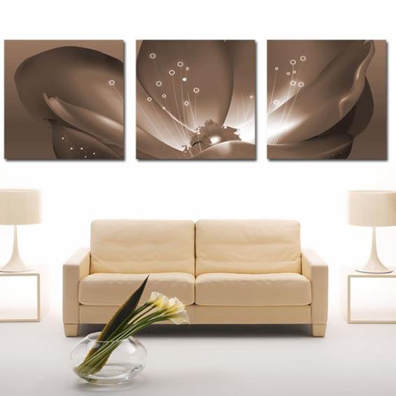 Preciosa impresión de estambre de flor gris, película cruzada de 3 piezas, impresiones de arte moderno