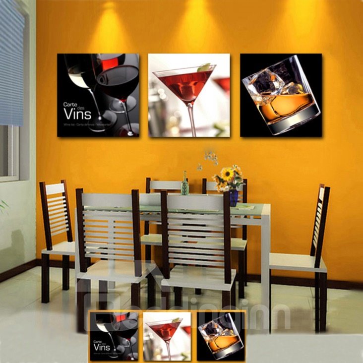 New Arrival Different Wine In Different Glass Cross Film Wall Art Prints