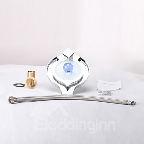LED Changing Colors Finish Chrome Bathroom Sink Faucet