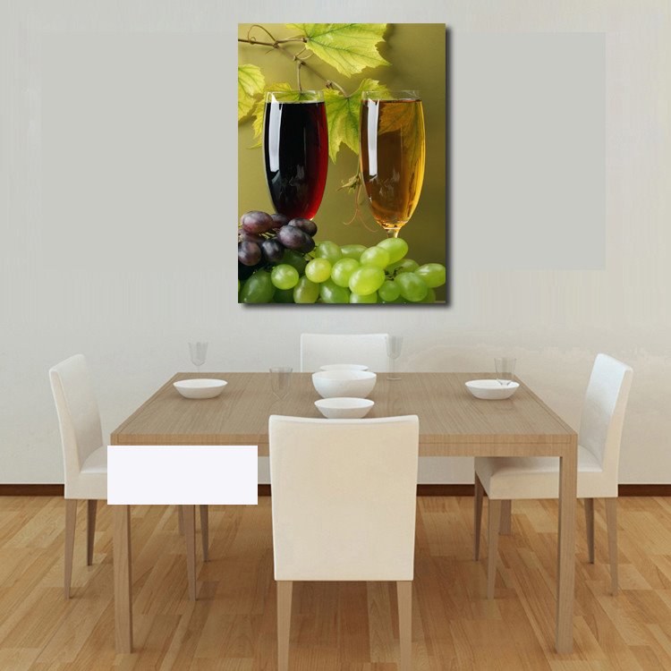Nueva llegada impresiones artísticas de pared de película de uvas moradas y verdes y vino tinto