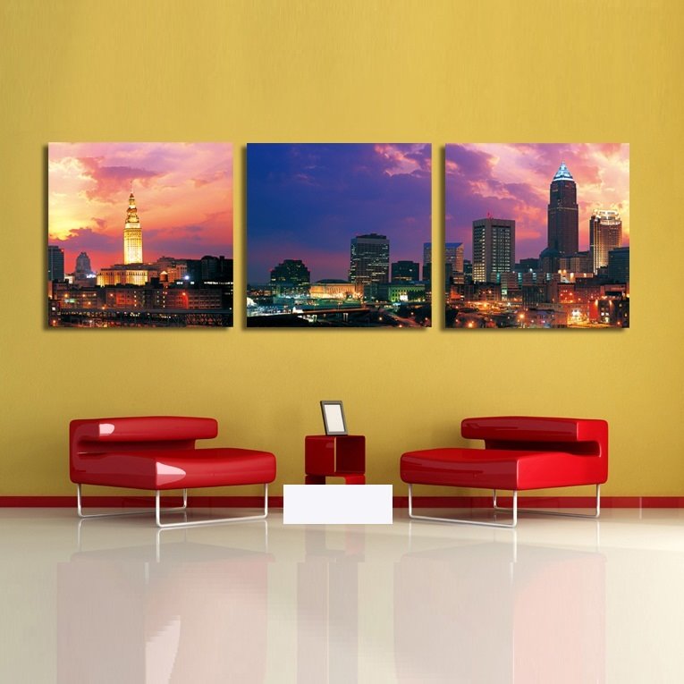 New Arrival Modern City And Sunset Film Wall Art Prints