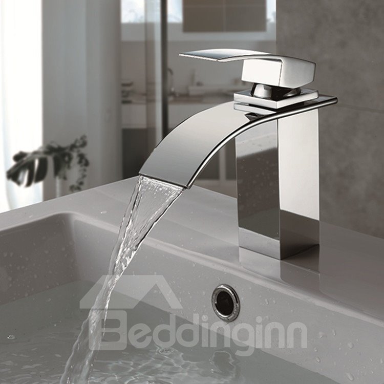 Single Handle/Hole Finish Chrome Waterfall Bathroom Sink Faucet