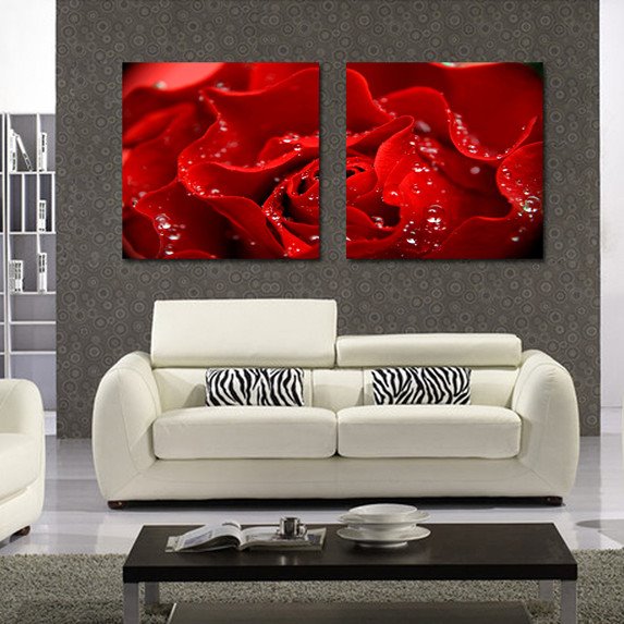 New Arrival Dew On Red Rose Film Art Wall Prints