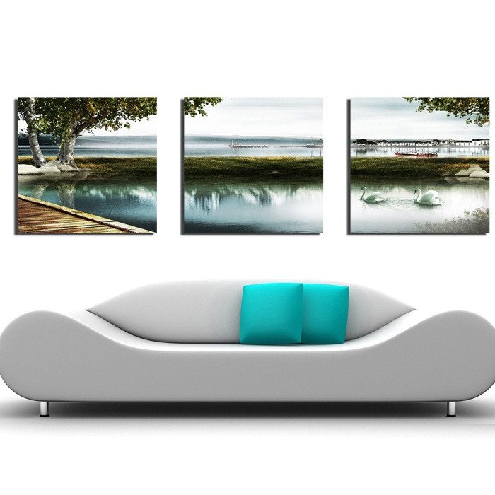 New Arrival Swan Swimming In the River Canvas Wall Prints
