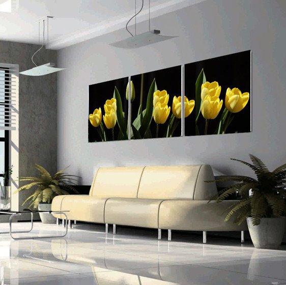 New Arrival Pure Yellow Tulip Canvas Wall Prints