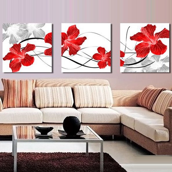 Nueva llegada hermosas flores rojas flor lienzo impresiones de pared