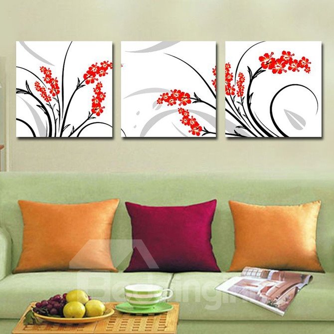 New Arrival Fancy and Blooming Red Flowers Canvas Wall Prints