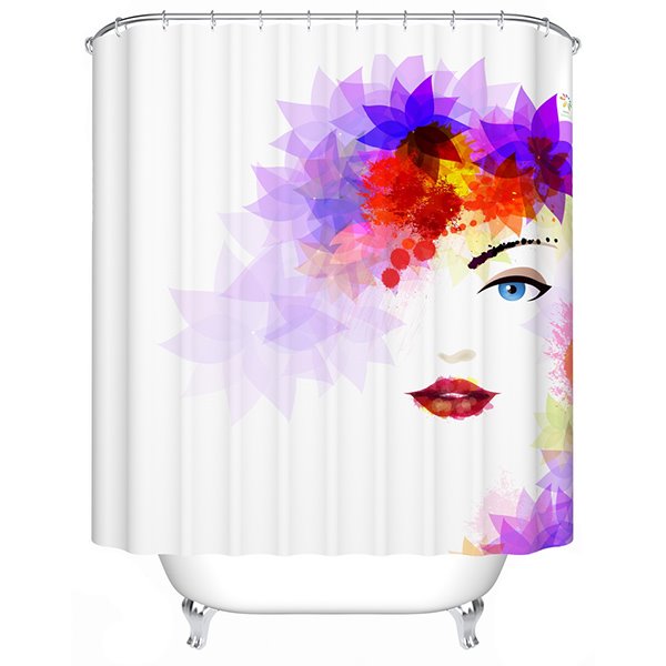 Artistic Chic Modern Girl Polyester Shower Curtain