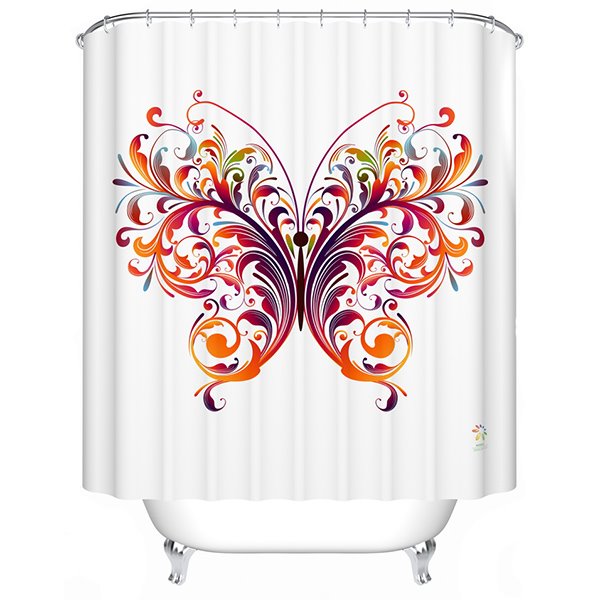 Romantic Artistic Colorful Butterfly Polyester Shower Curtain
