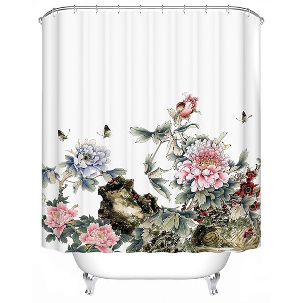 Alive Fabulous Butterfly Peony Print Shower Curtain