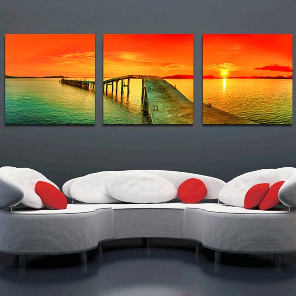 Beautiful Sunset 3-Piece Crystal Film Art Wall Print