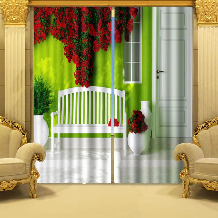 Vivid 3D Romantic Piled Red Roses Blackout Curtain