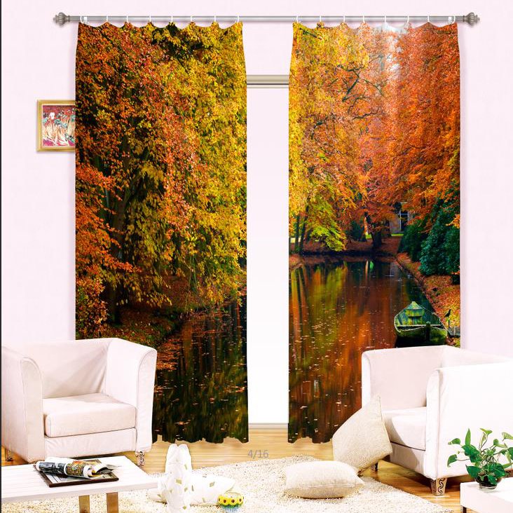 Amazing Boat on Still Water Printing Blackout 3D Curtain
