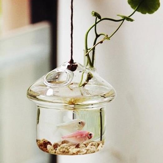 Pretty Mushroom House Hanging Glass Vase