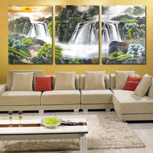 Chinese Landscape Painting 3-Piece Crystal Film Art Wall Print