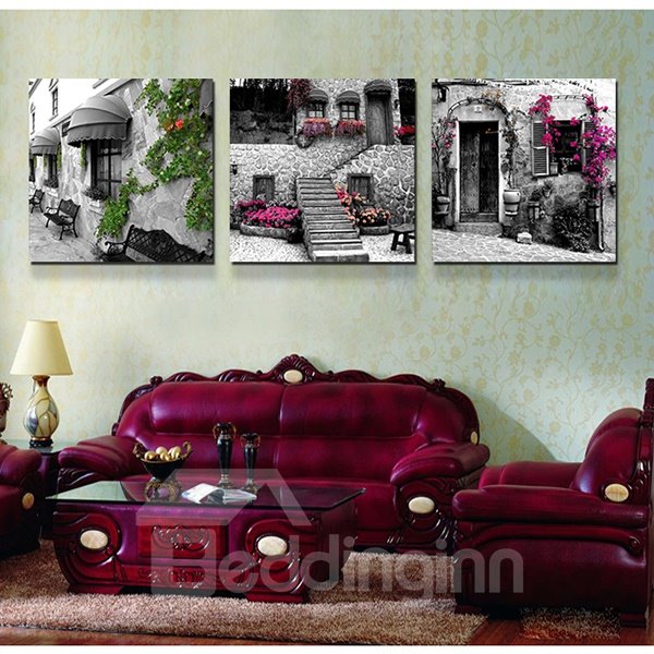 Old Movie Style Town Street 3-Piece Crystal Film Art Wall Print