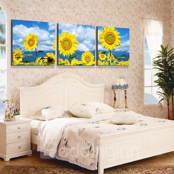 Bright Sunflowers 3-Piece Crystal Film Art Wall Print