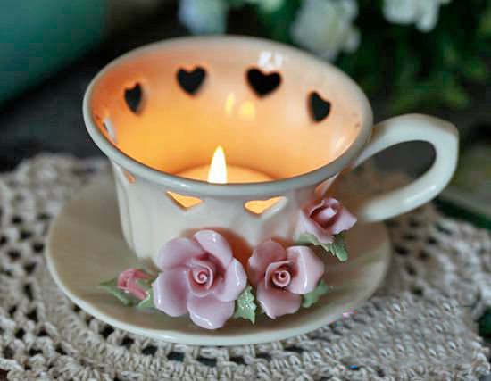 Fantastic Original Flower and Heart Design Cup Shape Candle Holder