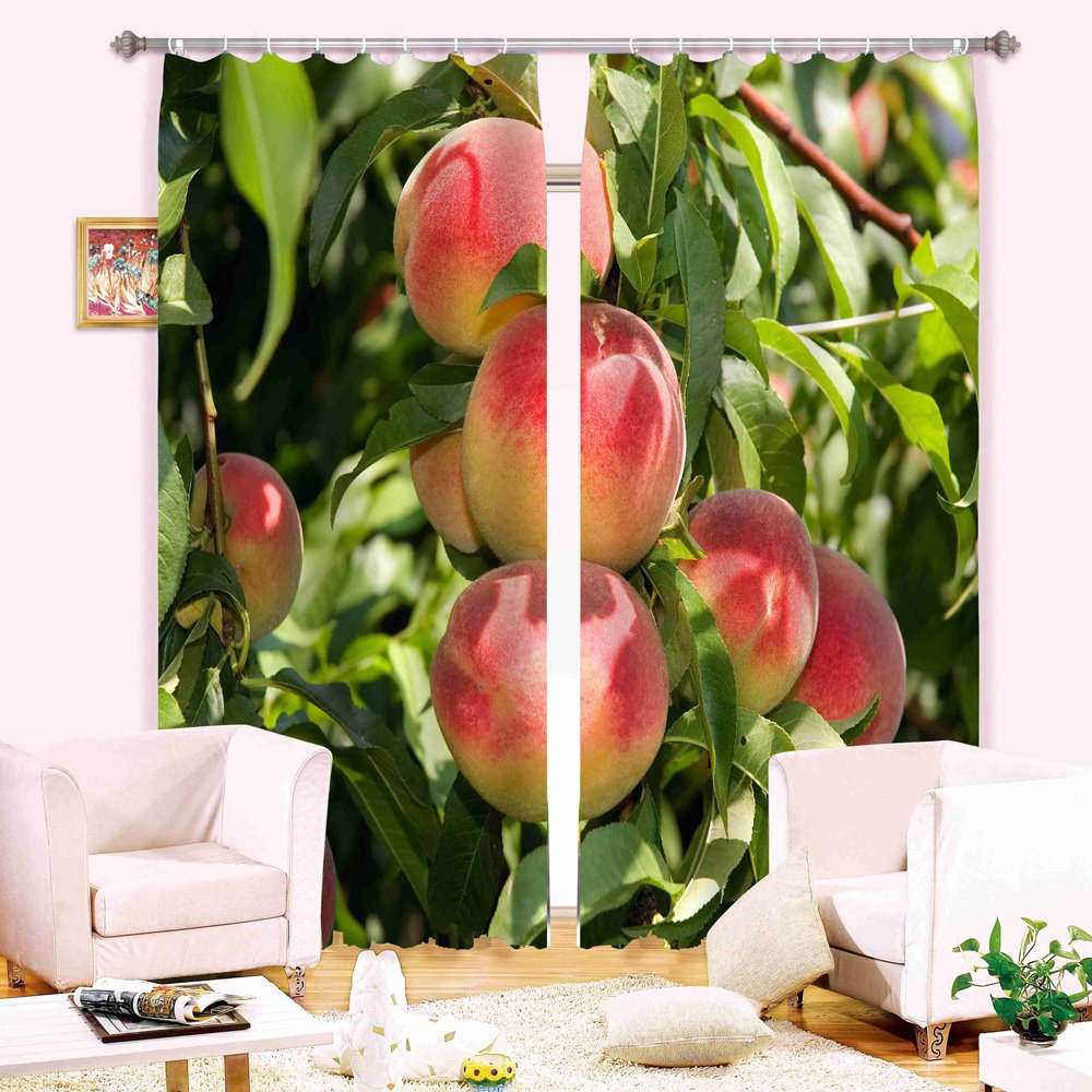 Vivid Peaches Print Light Blocking Curtain