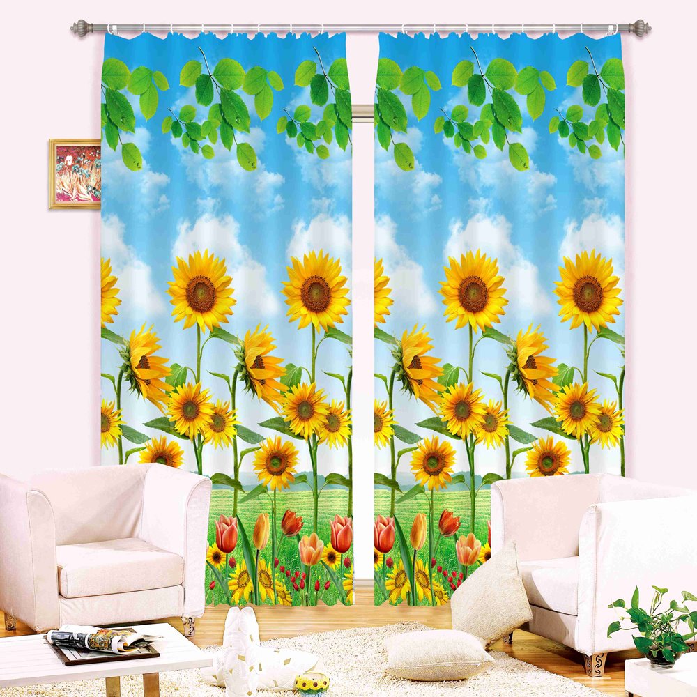 Super Pretty Sunflowers Print 3D Blackout Curtain