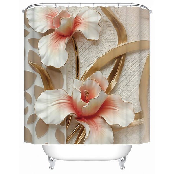 Vivid 3D Flower Design Thicken Shower Curtain