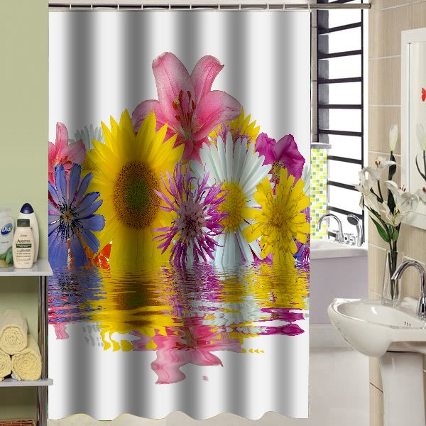 Gorgeous Vivid Water Flower Bathroom Shower Curtain