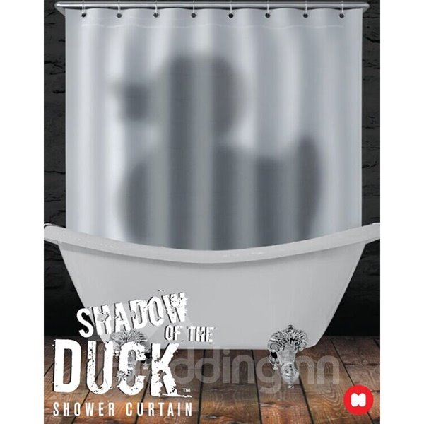 Cortina de ducha de baño con diseño de sombra de pato única y misteriosa