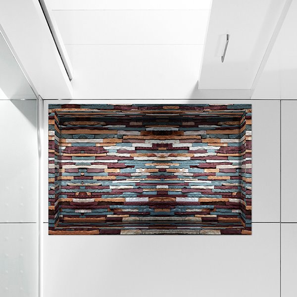 Etiqueta engomada del piso 3D que previene resbalones a prueba de agua de líneas abstractas