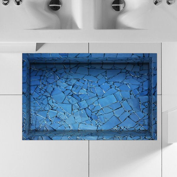 Creative Blue Broken Tile Lane Water-Proof Slipping-Preventing 3D Floor Sticker