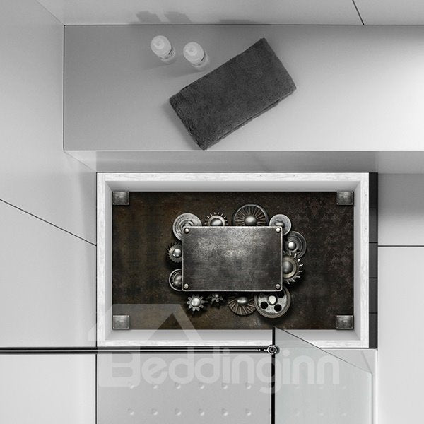 Mystery Mechanical Gadget-pegatina de suelo 3D para baño, resistente al agua, antideslizante